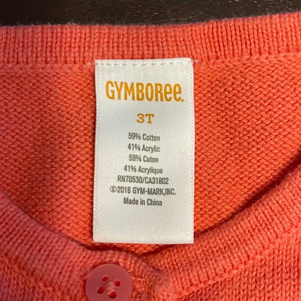 Gymboree Kids Coral Flower Button‎ Up Cardigan Sweater Size 3T